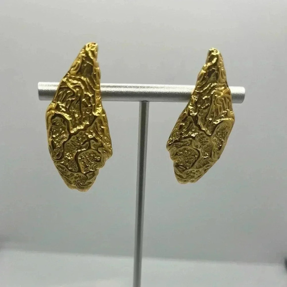 Women’s gold statement earrings stainless  steel - Picture 4 of 6